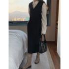 V-neck Sleeveless H-line Long Dress
