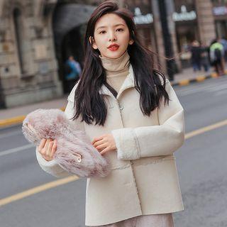 Faux Suede Single-breasted Coat