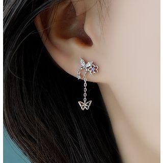 Cut-out Butterfly Rhinestone Drop Earring