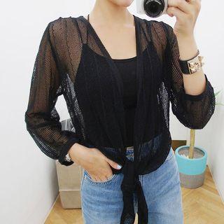 Tie-front Mesh Cardigan