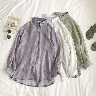 Chiffon Long-sleeve Loose-fit Shirt
