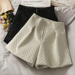 Embossed High-waist Velvet Shorts