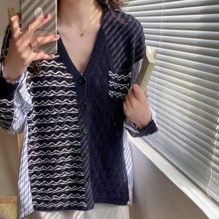 Panel Striped Cardigan