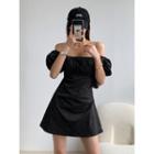 Square-neck Puff-sleeve Mini Dress