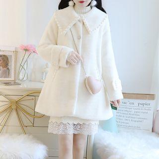 Beaded Trim Buttoned Woolen Coat