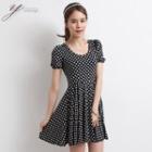 Sleeveless Polka-dot A-line Dress