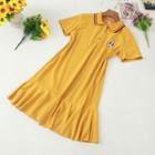 Short-sleeve Rabbit Embroidery A-line Polo Dress