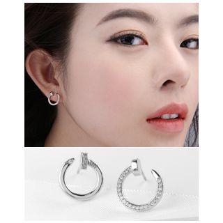 Rhinestone Curved-nail Stud Earrings