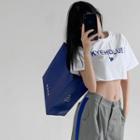 Loose-fit Short-sleeve Printed Crop T-shirt