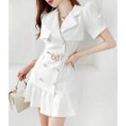 Ruffled Mini Trench Coatdress