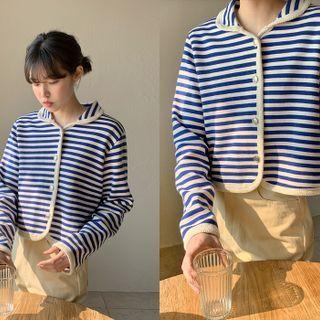 Collared Marine-stripe Cardigan