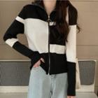 Long-sleeve Two-tone Zip-up Jacket