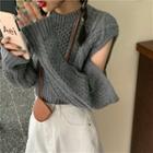 Long-sleeve Cut-out Cable Knit Sweater