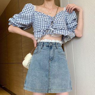 Embroidered Lace Trim Skirt