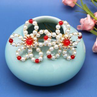 Flower Faux Pearl Hair Stick / Set