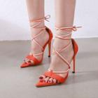 Pointy Lace-up Stiletto-heel Sandals