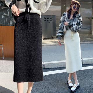 High Waist Knit Midi Pencil Skirt