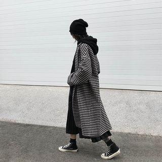 Houndstooth Long Wool Jacket