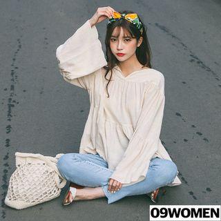 Plus Size Wide-sleeve Tiered Peasant Blouse