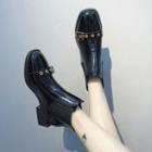 Patent Buckled Block Heel Chelsea Boots