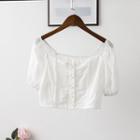 Short-sleeve Cropped Blouse White - One Size