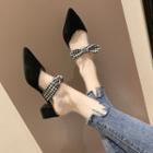 Block Heel Pointed Bow Mules