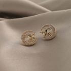 925 Sterling Silver Rhinestone Unicorn & Moon Earring 1 Pair - 925 Silver - Gold - One Size