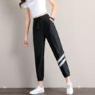 Striped Accent Cropped Harem Sweatpants