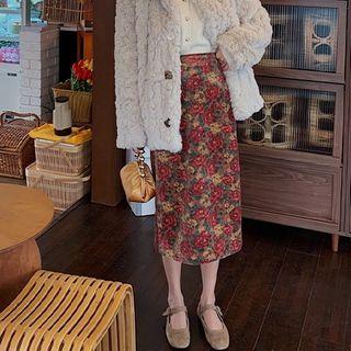 Midi Floral Sheath Skirt