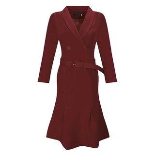 Long-sleeve Double Breasted Mermaid Coat Dress