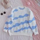 Two-tone Sweater Light Blue & White - One Size