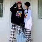Long-sleeve Smiley Face T-shirt / Plaid Pants