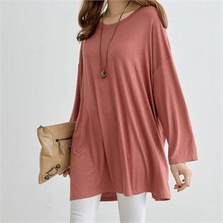 Round-neck Long-sleeve Long T-shirt