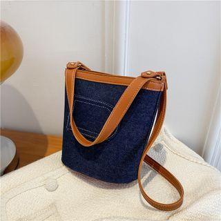 Denim Crossbody Bucket Bag