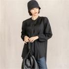 Half-placket Pintuck-detail Dip-back Blouse