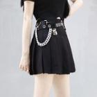 Set: Chain Pleated Mini A-line Skirt + Belt