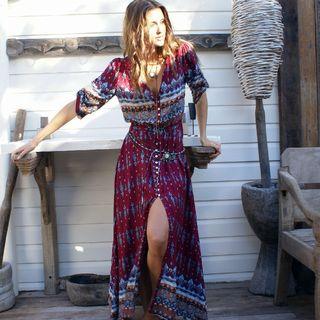 Floral Print Open-front Sheath Dress