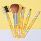 Set Of 5: Acrylic Handle Makeup Brush Set Of 6 - Brush - Yellow - One Size