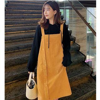 Plain Hoodie / Corduroy Jumper Dress