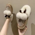 Rhinestone Bobble Furry Ankle Boots
