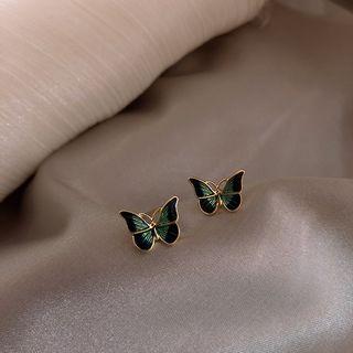 Alloy Butterfly Earring 1 Pair - Green - One Size