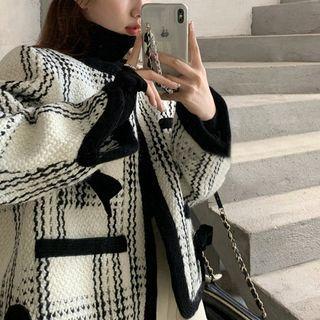 Bow-accent Check Open-front Jacket / Wide Leg Shorts