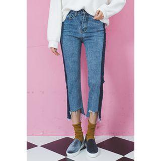 Frey-hem Contrast-trim Jeans