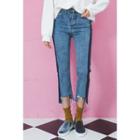 Frey-hem Contrast-trim Jeans