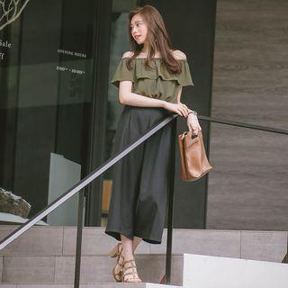 Off-shoulder Ruffled Panel Jumpsuit