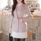 Flap-detail Faux-pearl Buttoned Jacket