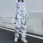 Tie Dye Denim Wide Leg Jumpsuit
