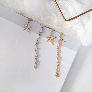 Asymmetric Rhinestone Star Drop Earring