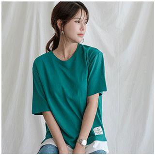 Short-sleeve Round-neck Layered T-shirt