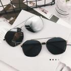 Double-bridge Half-frame Sunglasses With Pouch / Case